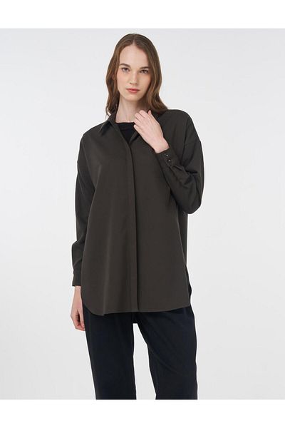 Kayra Basic Shirt Dark Khaki