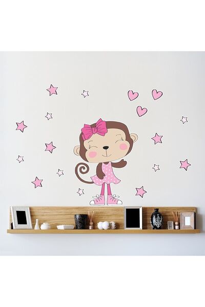 KT Decor Set de autocolante pentru cameră pentru copii Cute Monkey