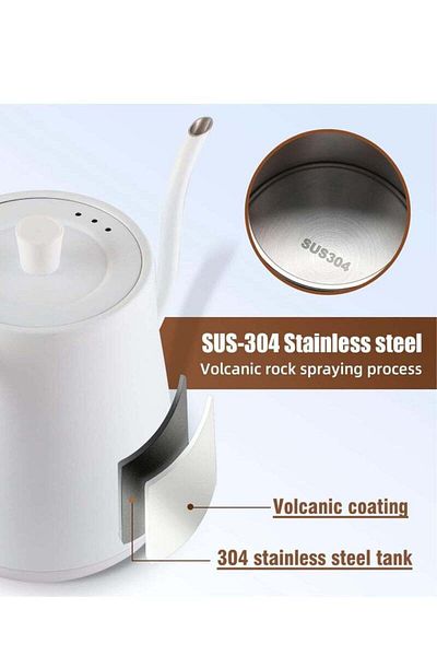 COOYA 0.8L Stainless Steel Electric Kettle,1000W,Fast Heating,Separate Lid,Gooseneck Shape,for Home&Office