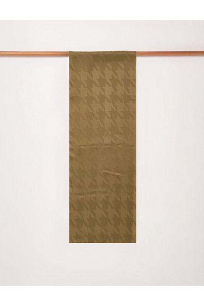Kayra Goose Feet Pattern Jacquard Shawl Khaki