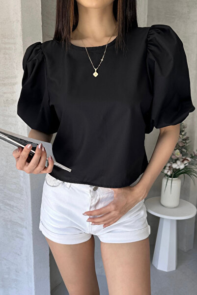 Genel Markalar Karpuz Kol Sırtı Fiyonk Detaylı Poplin Bluz