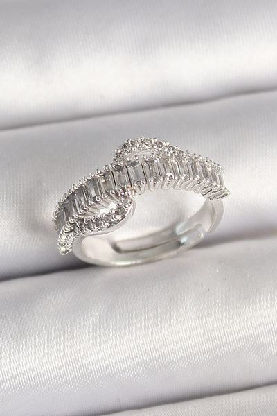 Skygo Silver Color Zircon Stone Adjustable Women's Ring - Tj-Byk3690