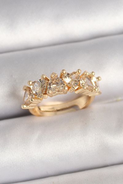 Skygo Silver Color Zircon Stone Heart Model Adjustable Women's Ring