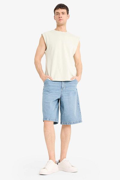 DeFacto 100% Cotton Boxy Fit Printed Crew Neck Undershirt C5040Ax25Hs