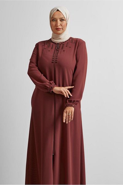 Alvina Embroidered Zipper Pardesü 10355