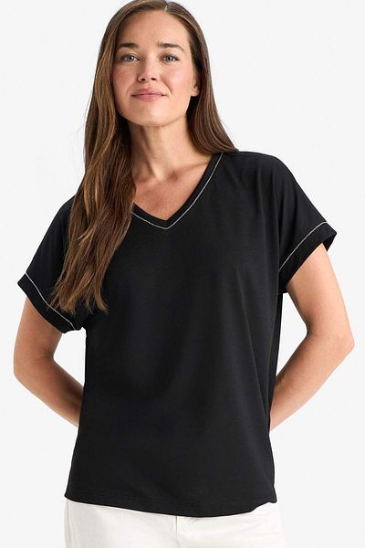 DeFacto V-Neck Basic Plain Short Sleeve T-Shirt F4831Ax25Sm