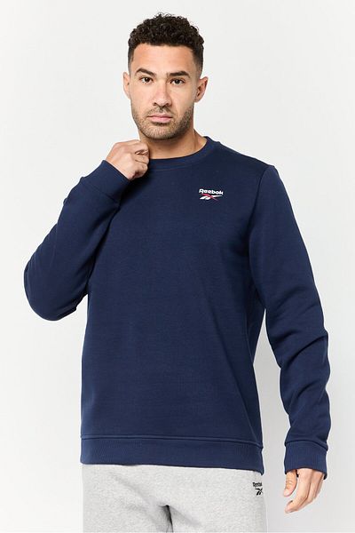 Reebok Men Sportswear Fit Long Sleeves Running Sweatshirt, Navy Blue
