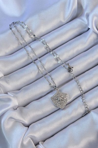 Skygo 316L Steel Chain Silver Color Zircon Cubic Zirconia Polar Star Necklace - Tj-Bko9126