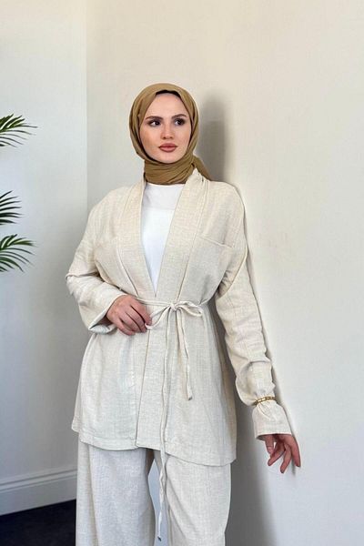 MERVEN AKYÜZ Κρέμα παντελονιών Semila Kimona Palazzo
