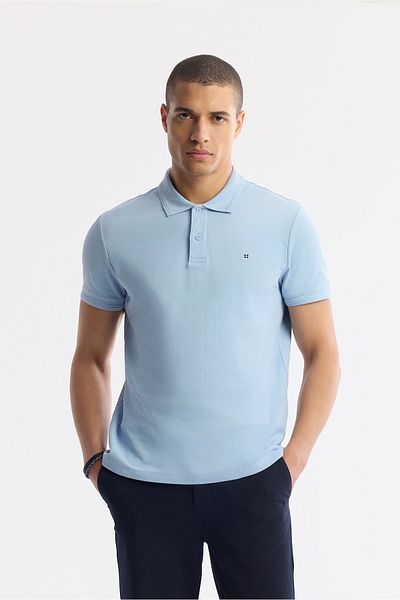Avva Bărbați albastru Polo Collar Unbreakable Collar, Păstrați rece, uscare rapidă bumbac T-Shirt B001032