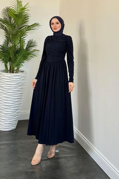 MERVEN AKYÜZ Ξύλινο φόρεμα Buzzy Navy Blue