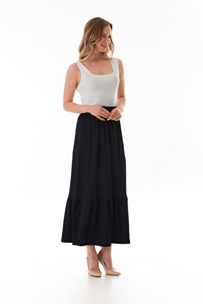 Fulla Moda Fusta din țesătură încrețită cu talie elastică