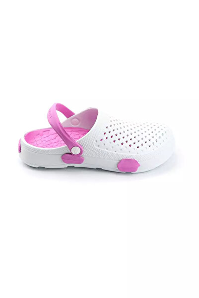 CRACOS Women's garden clogs, white with pink, size 39, with holes for air circulation, 25 cm