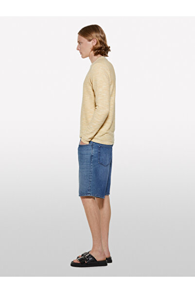 Sisley Men's Light Mustard Cotton Blend Long Sleeve Crew Neck Sweatshirt