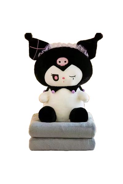 ABYZ Jucărie de pluș Kuromi cu pătură și coroană, 45 cm