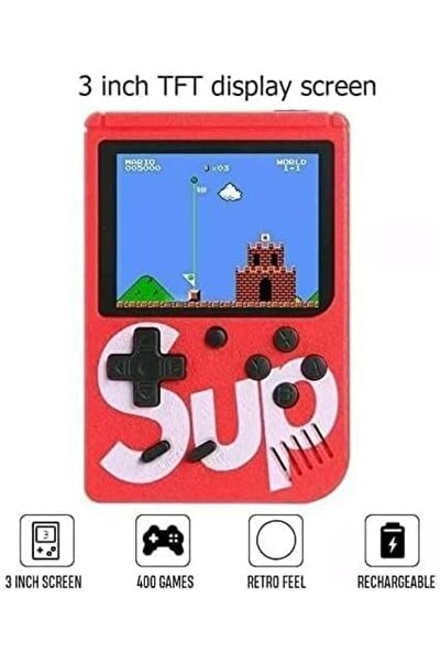 Generic صندوق ألعاب SUP Plus، 400 جهاز تحكم صغير ريترو صغير 3.0 بوصة، محمول وقابل لإعادة الشحن، للاعب واحد فقط