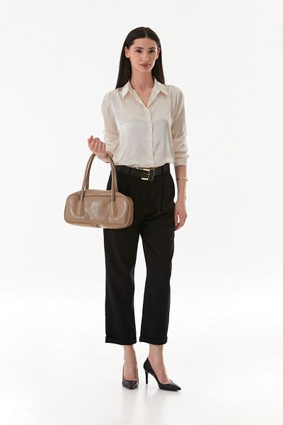 Fulla Moda Zippered Patent Leather Handbag