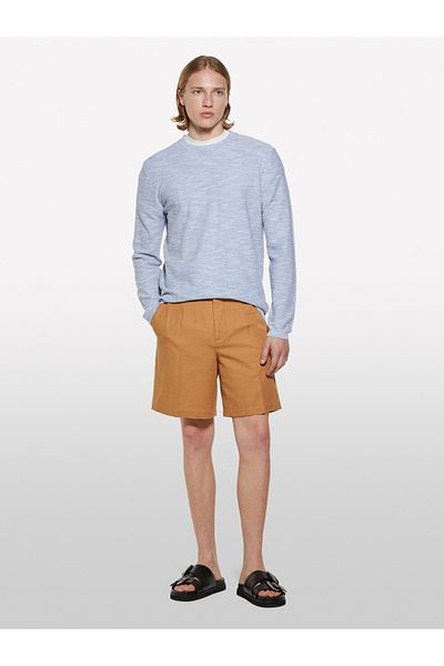 Sisley Men's Light Blue Cotton Blend Long Sleeve Crew Neck Sweatshirt