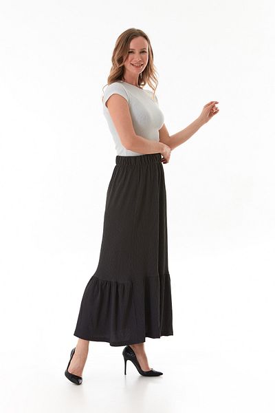 Fulla Moda Bürümcük Fabric Elastic Waist Skirt