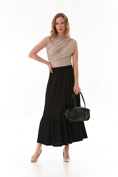 Fulla Moda Bürümcük Fabric Elastic Waist Skirt