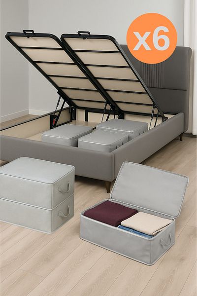 Formeya Pat Gri 6 Bucuri Dimensiuni Mari - Depozitare Multifunctionala pentru Sub baza 64x45x22 cm