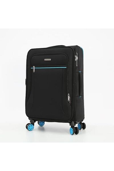 Giordano Travel Bags with Double Spinning Wheels and Digital Lock (3-Piece Set, Black), Polyester
