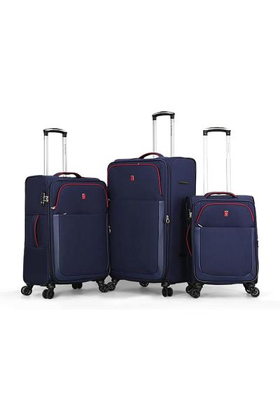 Giordano Fabric Double Spinner Luggage, 25/918/3TR-Blue