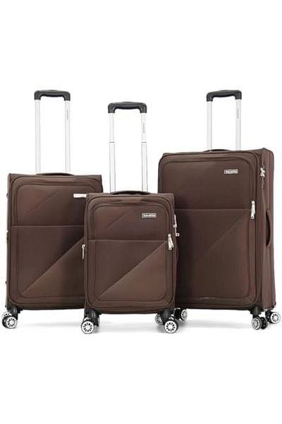 Travelite 3-Piece Polyester Wheeled Luggage Set for Unisex L28-M24-S20 (Brown)