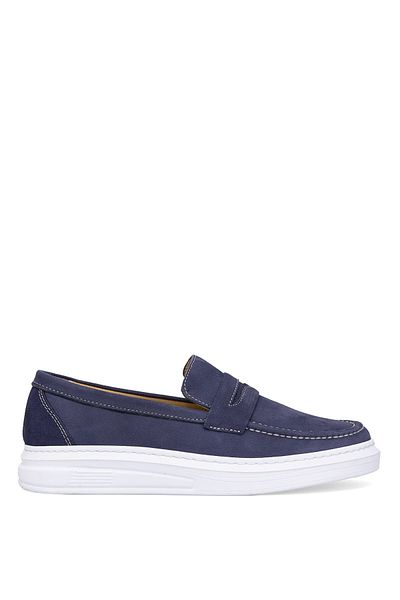 Ayakkabı Fuarı Elit SLSHZ01N Ανδρικά παπούτσια casual από γνήσιο δέρμα Navy Blue