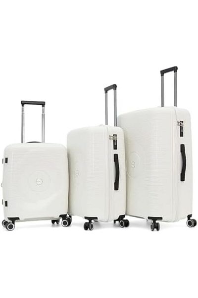 Fancl Hardshell Luggage Set with Wheels, 3 Pieces (White), Polycarbonate (PC)