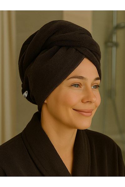 Ender Home Velvet Buttoned Hair Drying Cap Head Towel Hair Drying Cap