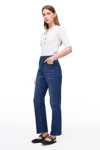 Perspective Denim albastru Denim cu talie înaltă