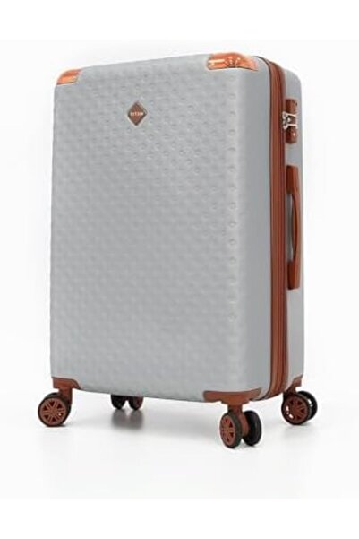 Titan Hard Shell Luggage Set of 3 Pieces + Makeup Case, 4 Wheels, Silver, Polycarbonate PC