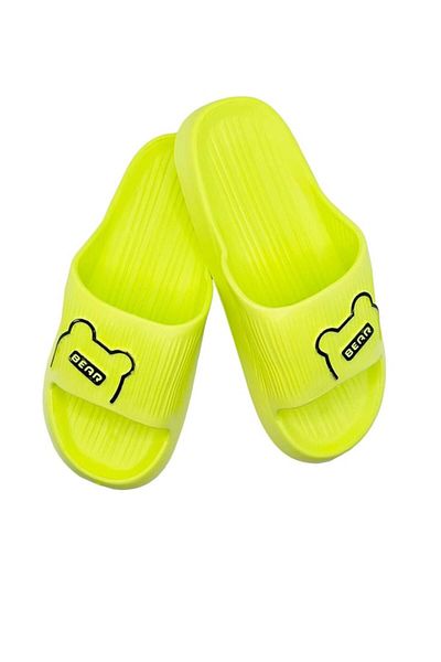 TECOS Women's beach or pool slippers, Tecos, size 36-37, teddy bear print, green, 23 centimeters