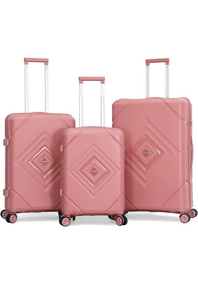 SONADA 3 Piece Luggage Set (Pink, L 28-M 24-S 20), Polycarbonate (PC)