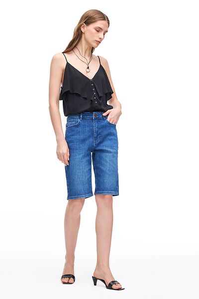 Perspective Denim albastru Slim Fit Denim cu talie înaltă