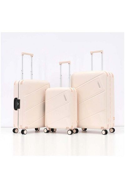 SONADA Hardshell Luggage Trolley Bag 3 Pieces Set, Ivory (S-20", M-24", L-28")