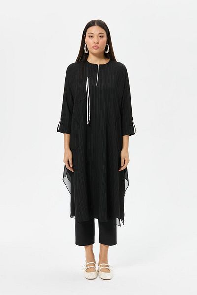 Esswaap Tassel and Chiffon Detailed Tunic Black