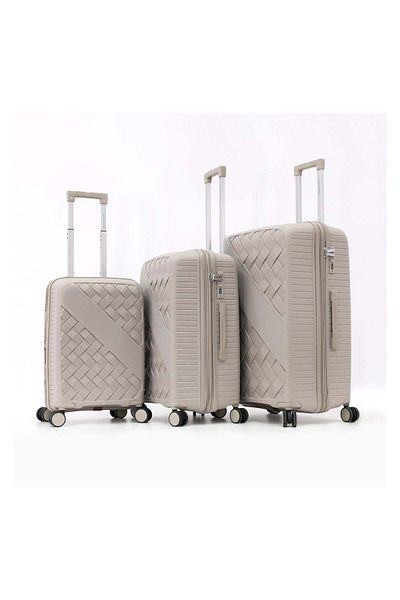 Giordano Hardside Luggage Trolley Bag 3 Pieces set Beige (S-20,M-24,L-28 Inch)