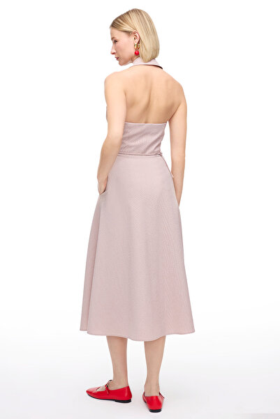 Perspective Pink Violet Regular Fit Plaid Midi Dress