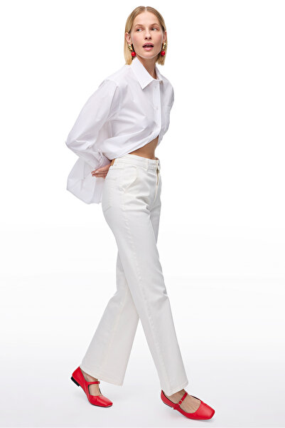 Perspective Ecru Denim Comfortable Fit High Waist Denim