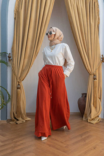 Neways 1138-Ancelina Lastikli Pantolon Kiremit