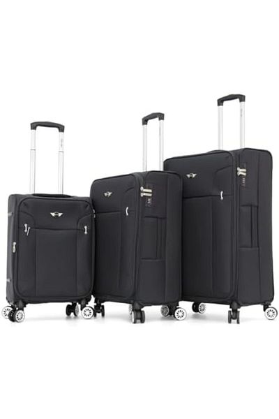 DILIXI Polyester Trolley Luggage Set for Unisex, 3 Pieces (L 28, M 24, S 20, Grey)