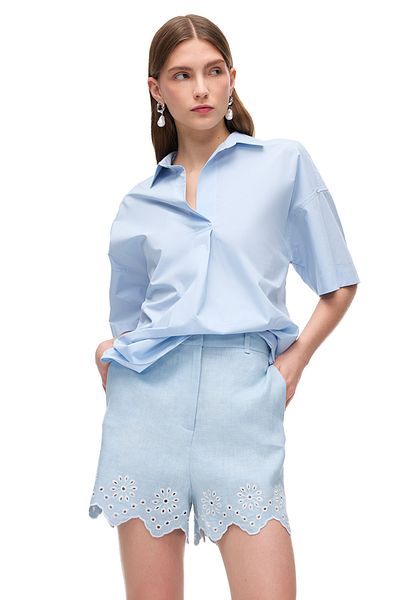 Perspective Pantaloni scurți de lungime scurtă cu talie înaltă Holas Baby Blue