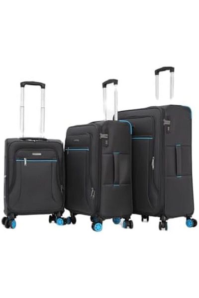 Giordano Travel Bags with Double Swivel Wheels and Digital Lock (Set of 3 Pieces, Grey) from Giordan