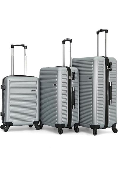 Giordano Unisex Luggage Set 100/3TR, Silver, Polycarbonate (PC)