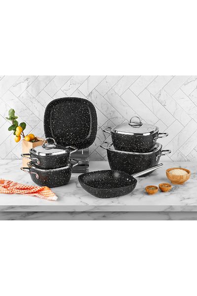 SAFLON Granite Cookware Set, Consisting Of 10 Pieces , Black..