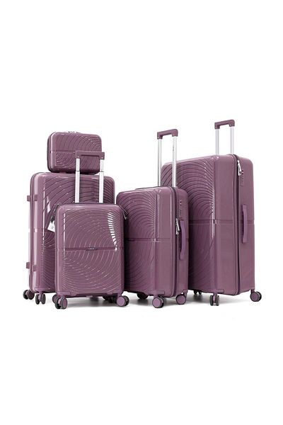 Capital Hardshell Pp Luggage Set With 8 Wheels - 5 Piece Set, Purple