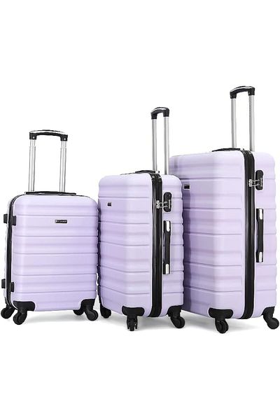 Giordano Unisex Travel Luggage Set 111/3TR L 28-M 24-S 20, Light Purple, Polycarbonate (PC)
