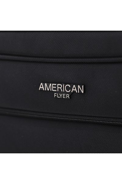 AMERICAN FLYER Softside Double Spinner Wheel Luggage Trolley Bag 16.5 inch Cabin Size, Black